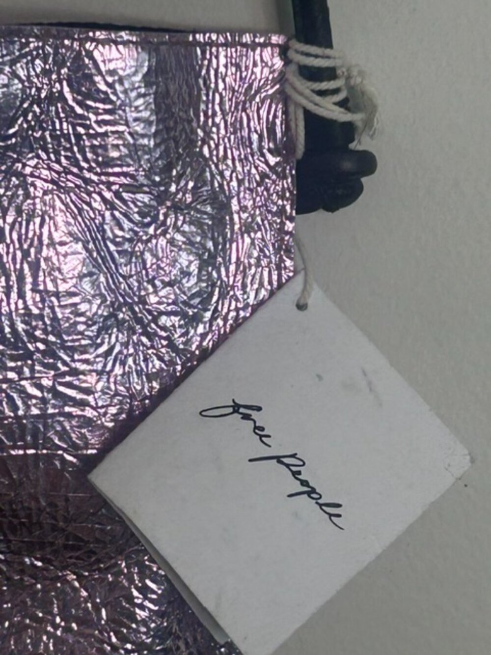 Free People Glitter Damsel Metallic Pink Leather Crossbody Handmade NWT - Picture 7 of 16